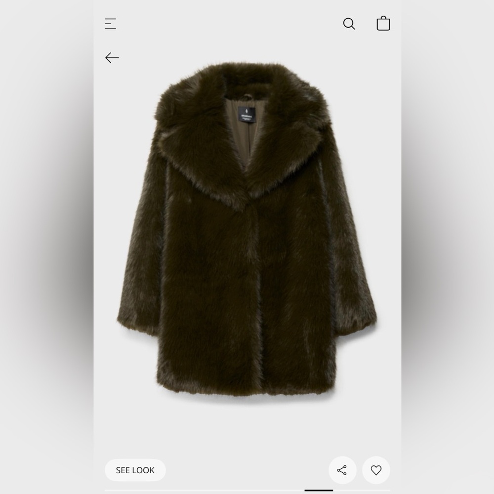 Stradivarius Faux Fur Coat in Dark Green